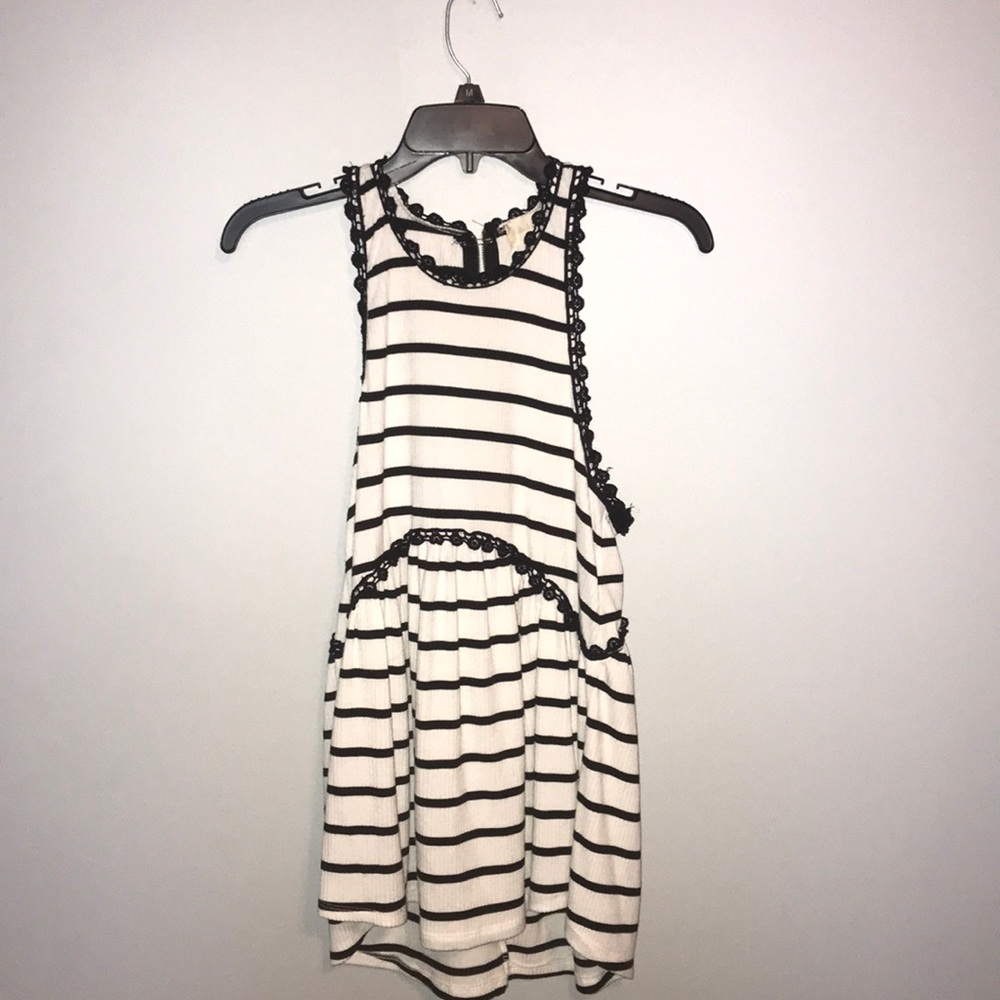 Striped Peplum Tank with Lace Detailing